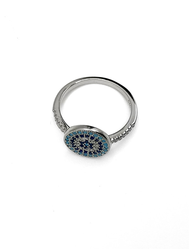 Anillos plata fino mandala azul