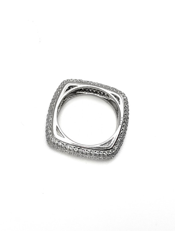 Anillos plata con enjoye cuadrado
