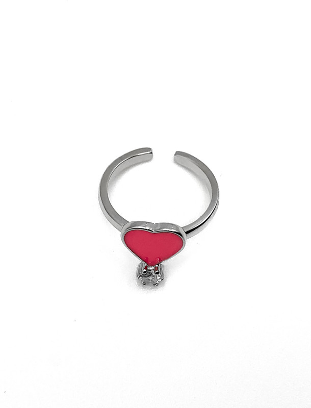 Anillos plata corazon fucsia