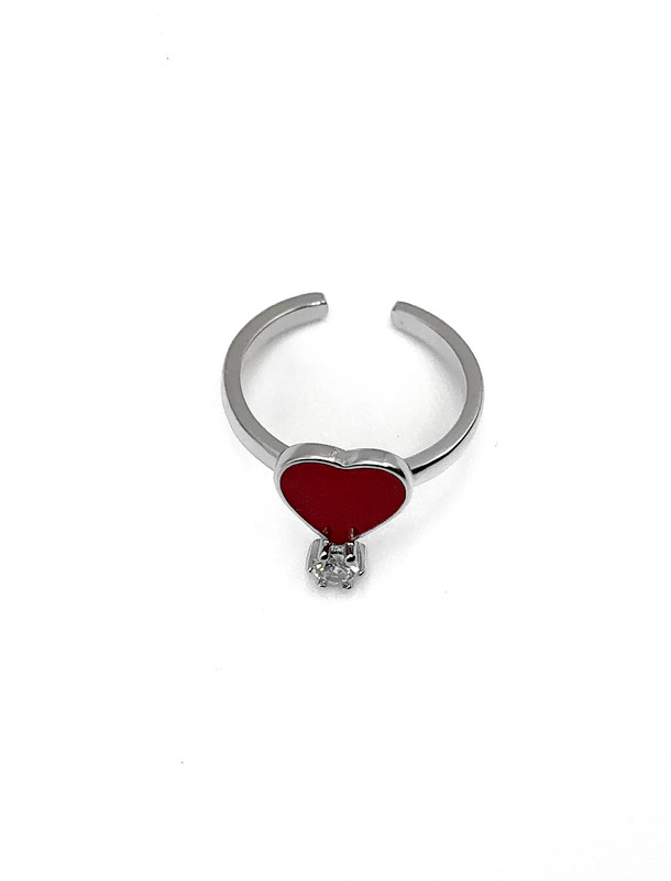Anillos plata corazon rojo