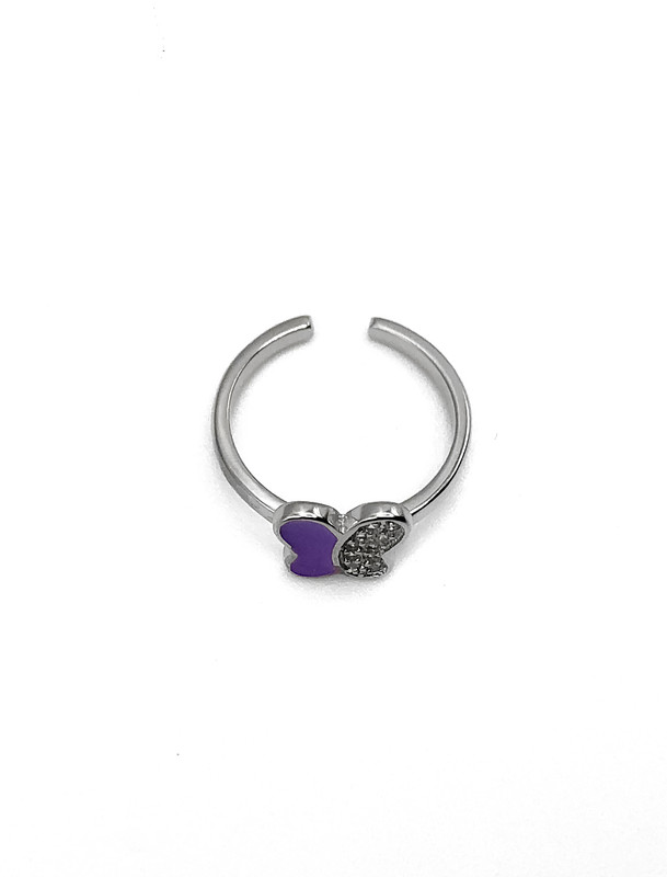 Anillos plata mariposa morada con enojoye de brillantes