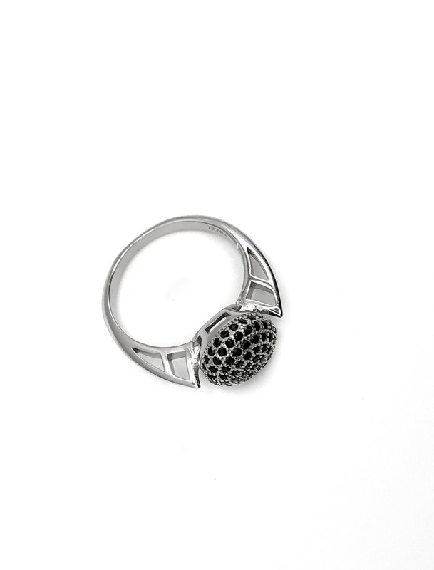 Anillos plata bola con piedras negras