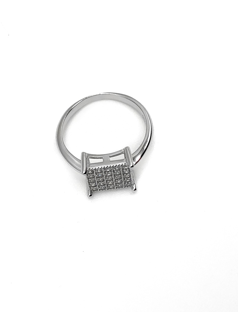 Anillos plata cuadrado con enjoye 4 puntas salidas