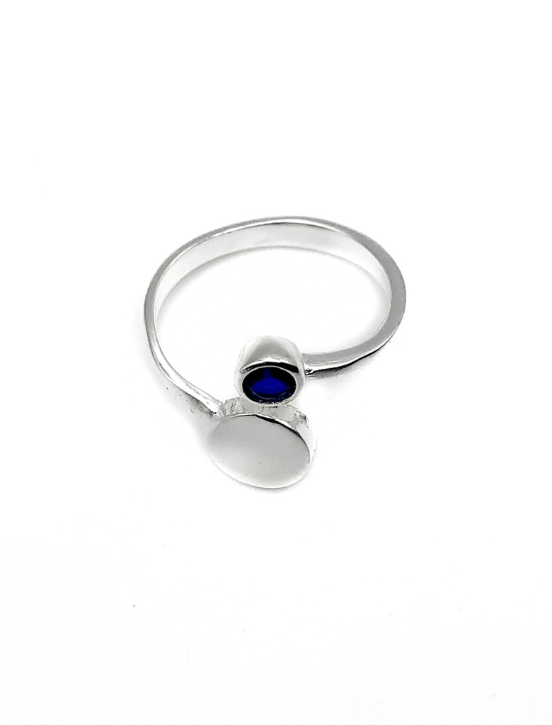 Anillos plata doble circulo Regulable piedra azul