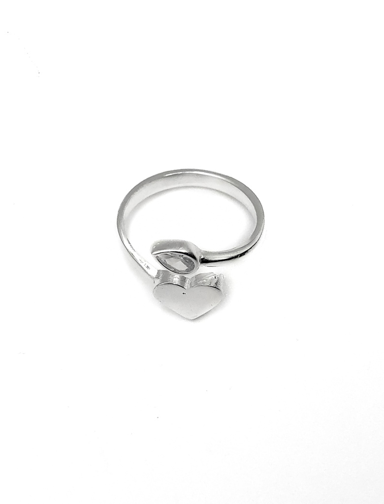 Anillos plata corazon con hoja plata