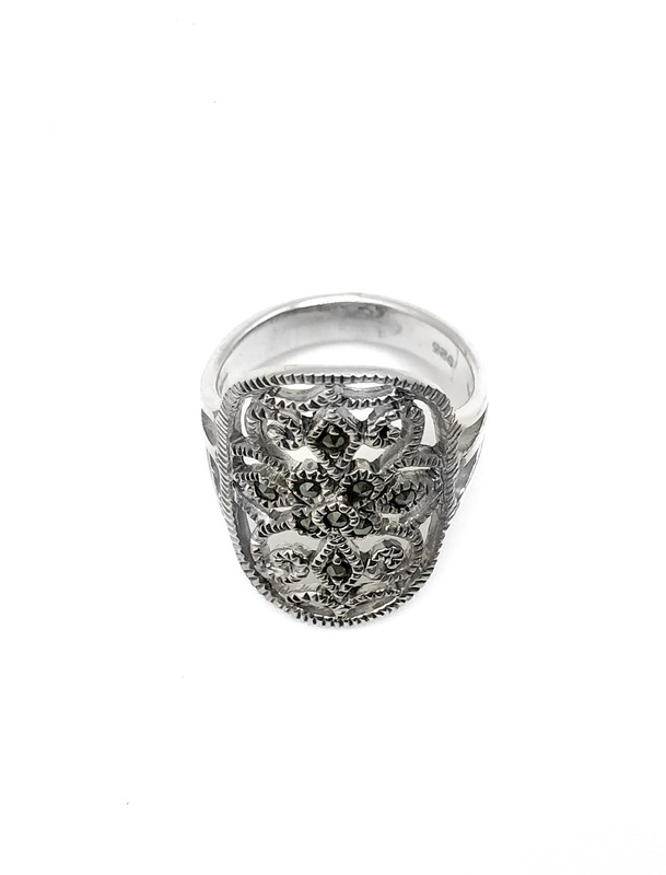 Anillos plata de flores marquesita