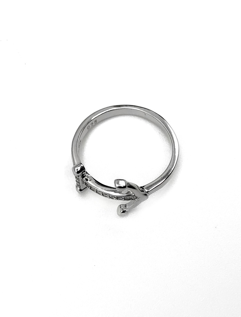 Anillos plata ancla de enjoye blanca