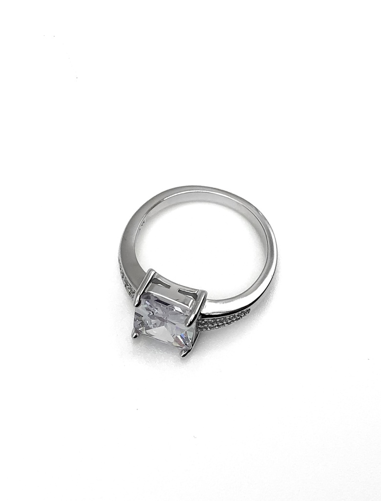 Anillos plata piedra rectangular grande blanco