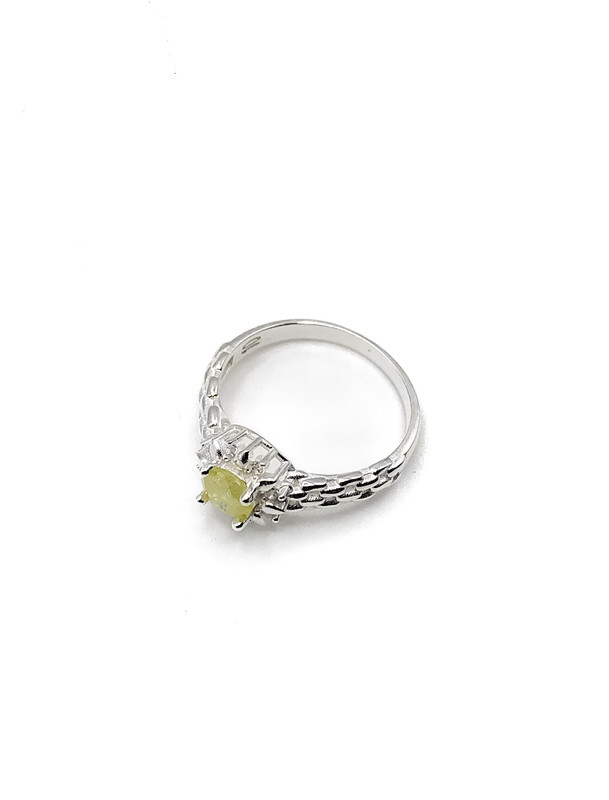 Anillos plata aro tipo reloj piedra grande amarilla
