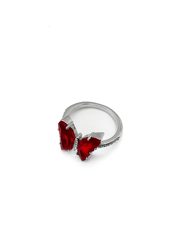 Anillos plata mariposa grande alas de piedra roja