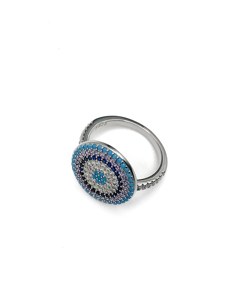 Anillos plata mandala grande turquesa con azul