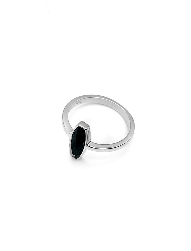 Anillos plata piedra oval oscura escarchada