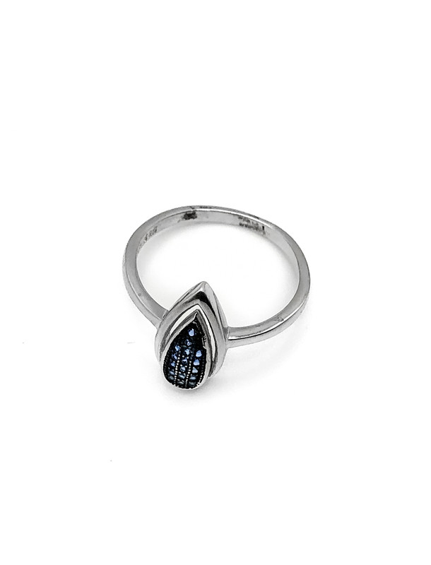 Anillos plata doble gota azul