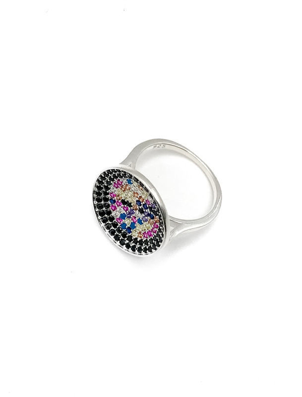 Anillos plata hondo con piedras de multicolor colores