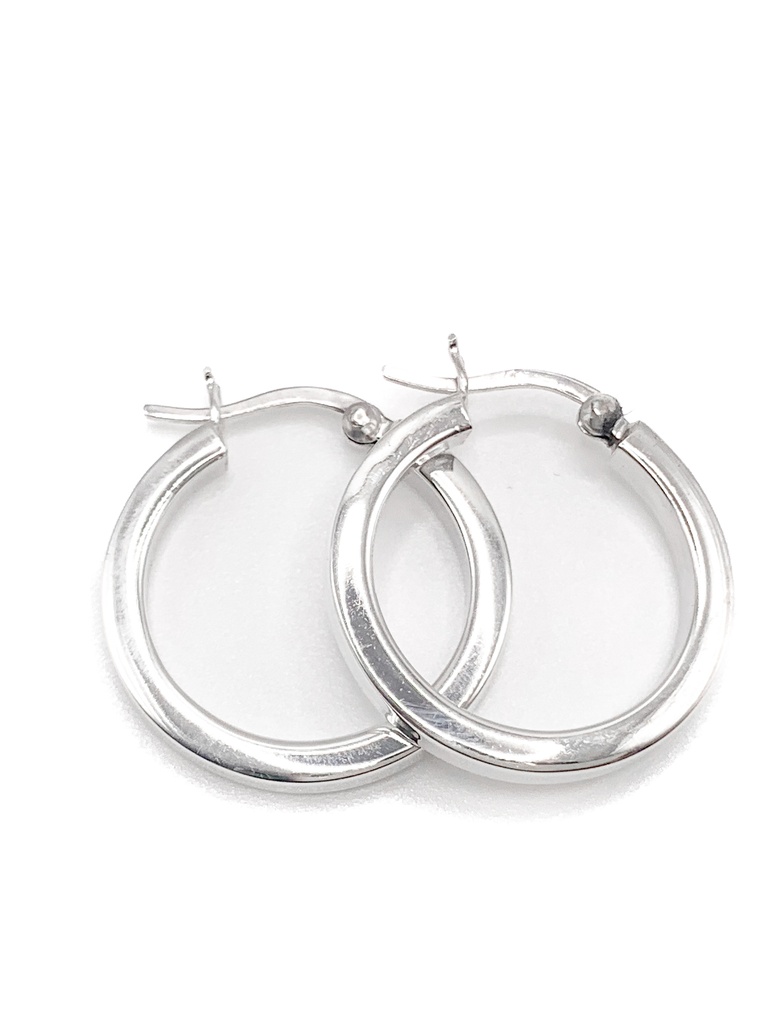 Aretes plata argolla lisa cuadrada 2,5 cm diámetro