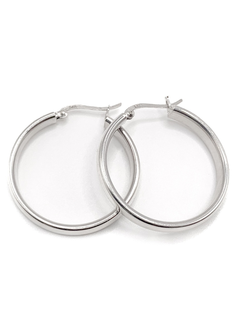 Aretes plata argolla lisa 3,5 cm diámetro