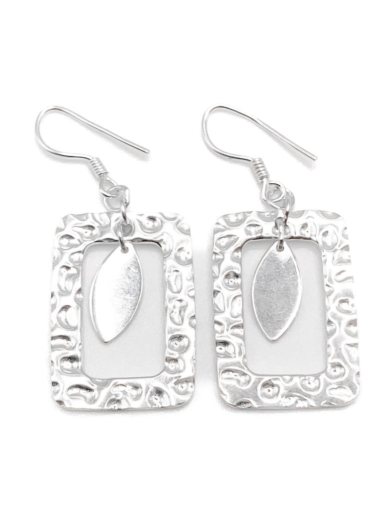 Aretes plata rectangular de asa