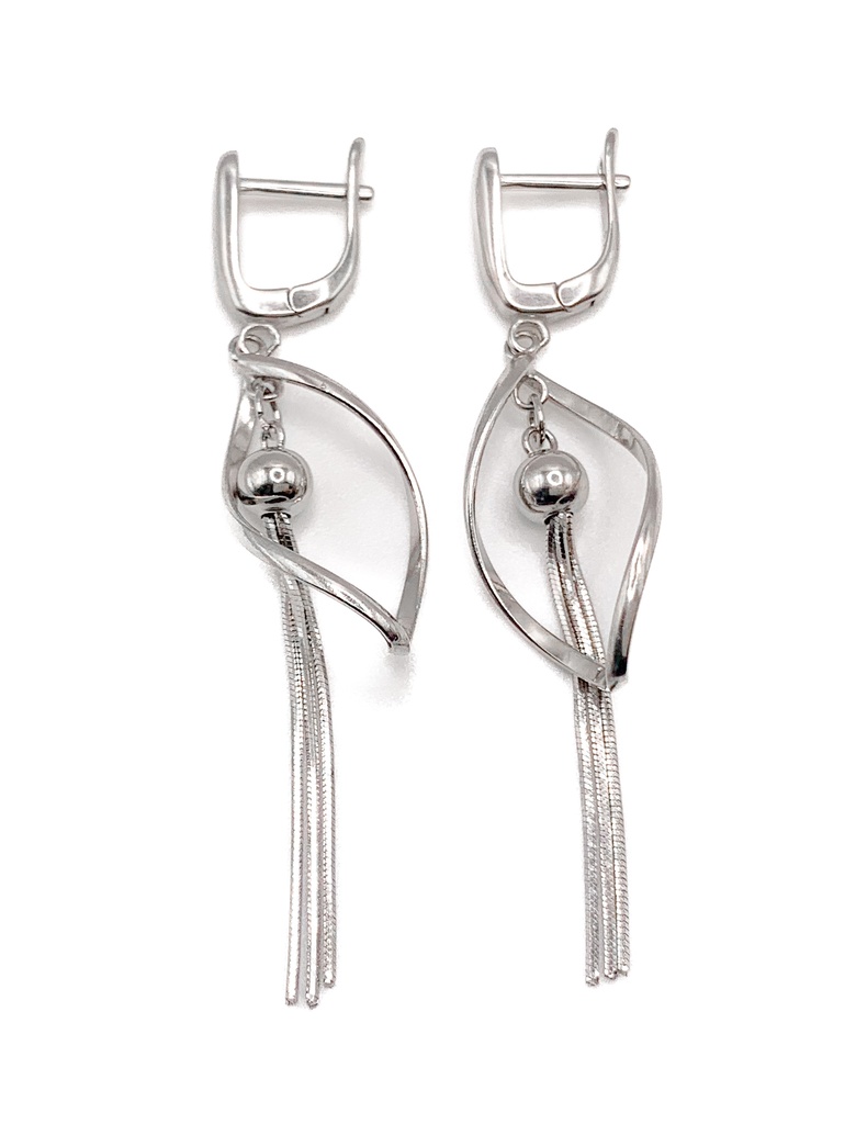 Aretes plata arete largo cadenas y entorche con broche patente