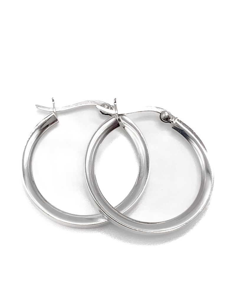 Aretes plata argolla lisa 3cm diámetro