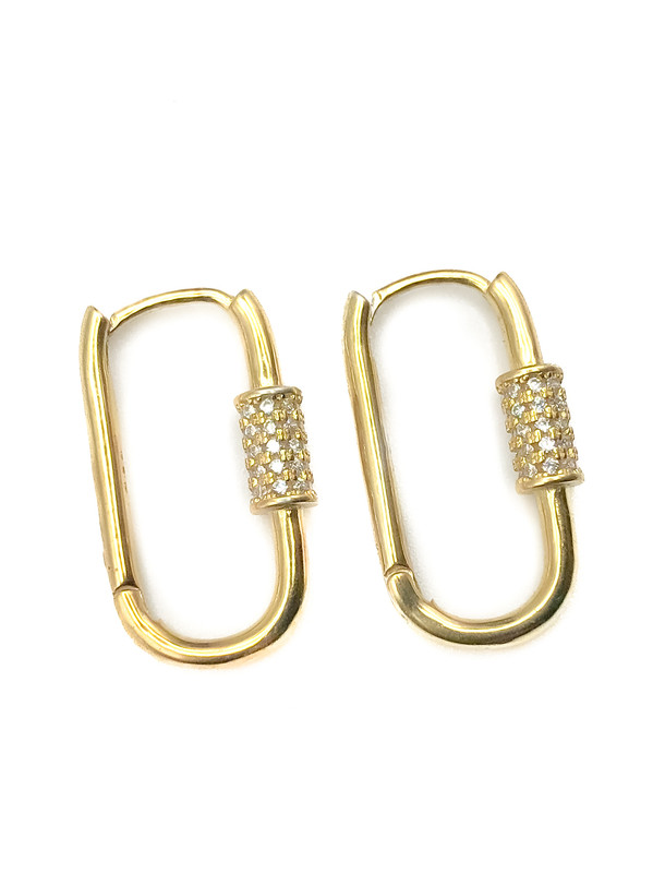 Aretes plata Huggies geométricos dorados