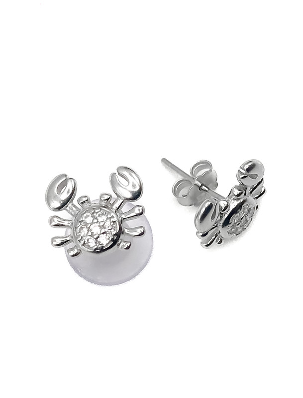 Aretes plata de cangrejos con circones blancos