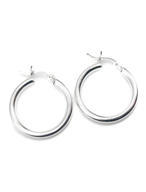 Aretes plata argolla lisa tubo 2cm diámetro