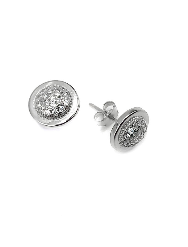 Aretes plata semi bola de fuego