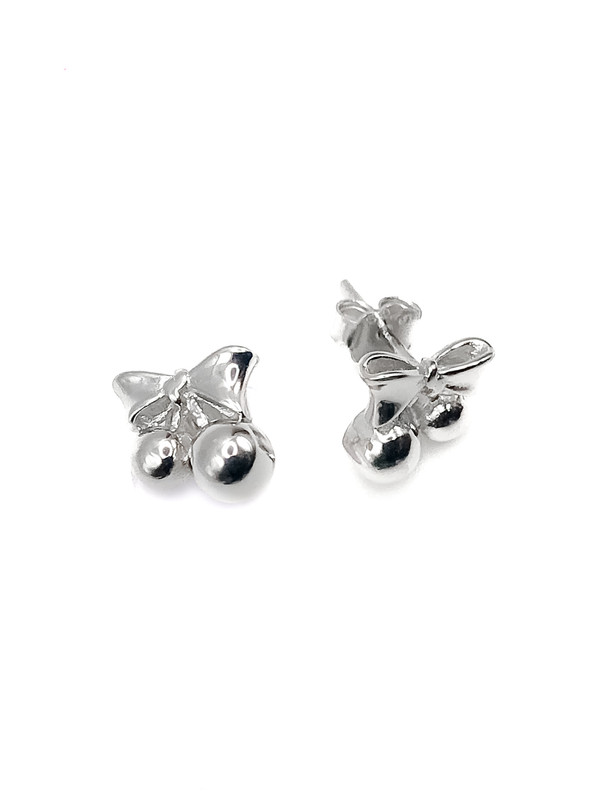 Aretes plata cerezas con lazo