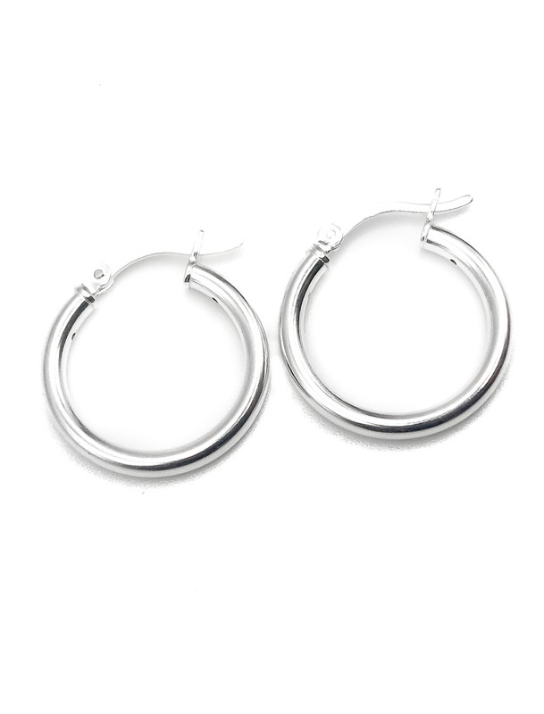 Aretes plata argolla tubo 2cm diametro