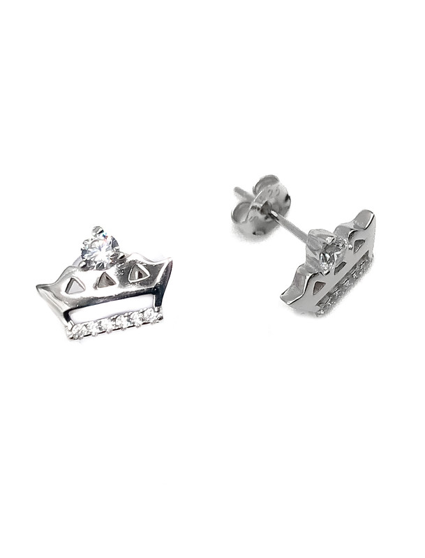 Aretes plata corona recta