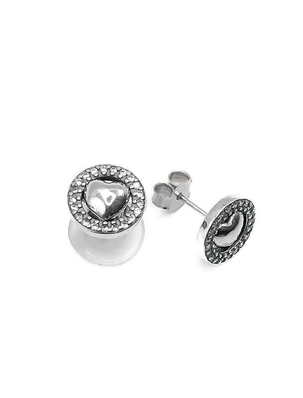 Aretes plata corazon desprendible del circulo