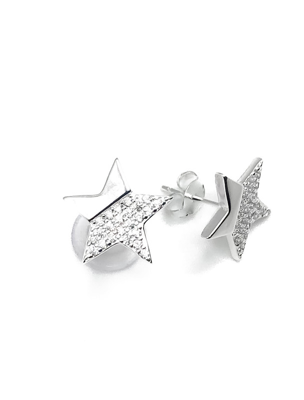 Aretes plata estrella mediana mitad circones y liso