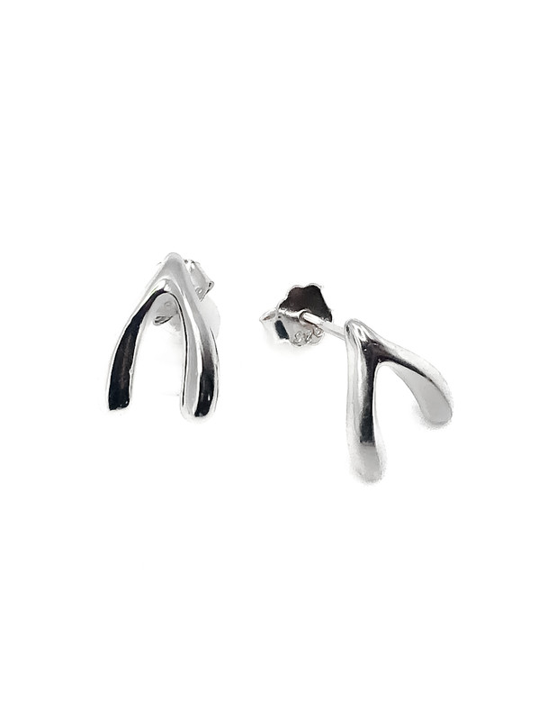 Aretes plata hueso de la buena suerte