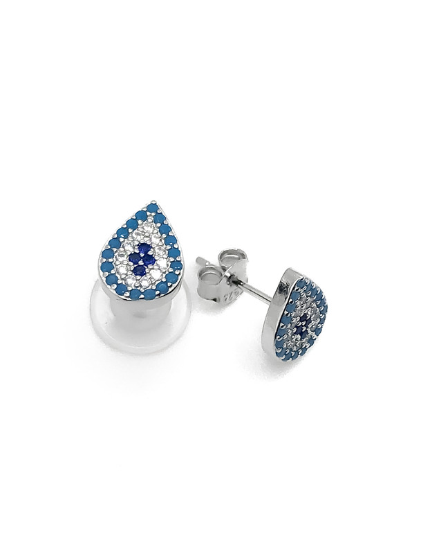 Aretes plata gota micropave celeste y azul