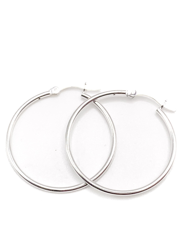 Aretes plata argolla fina 3cm