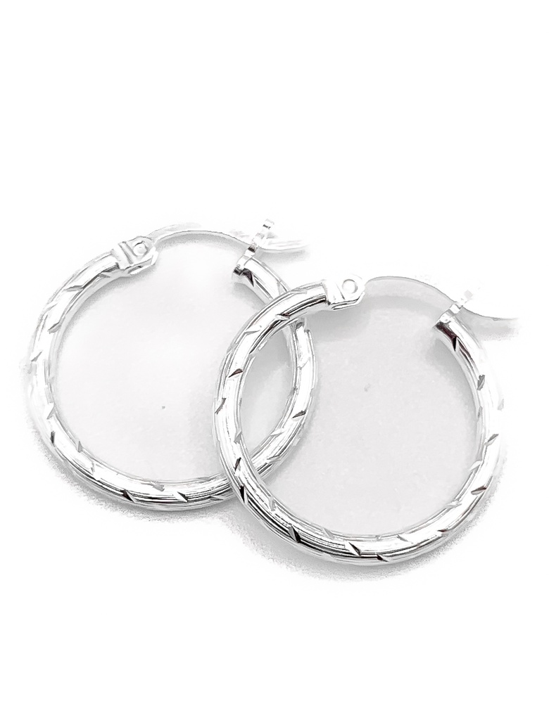 Aretes plata argolla fina calada 2cm