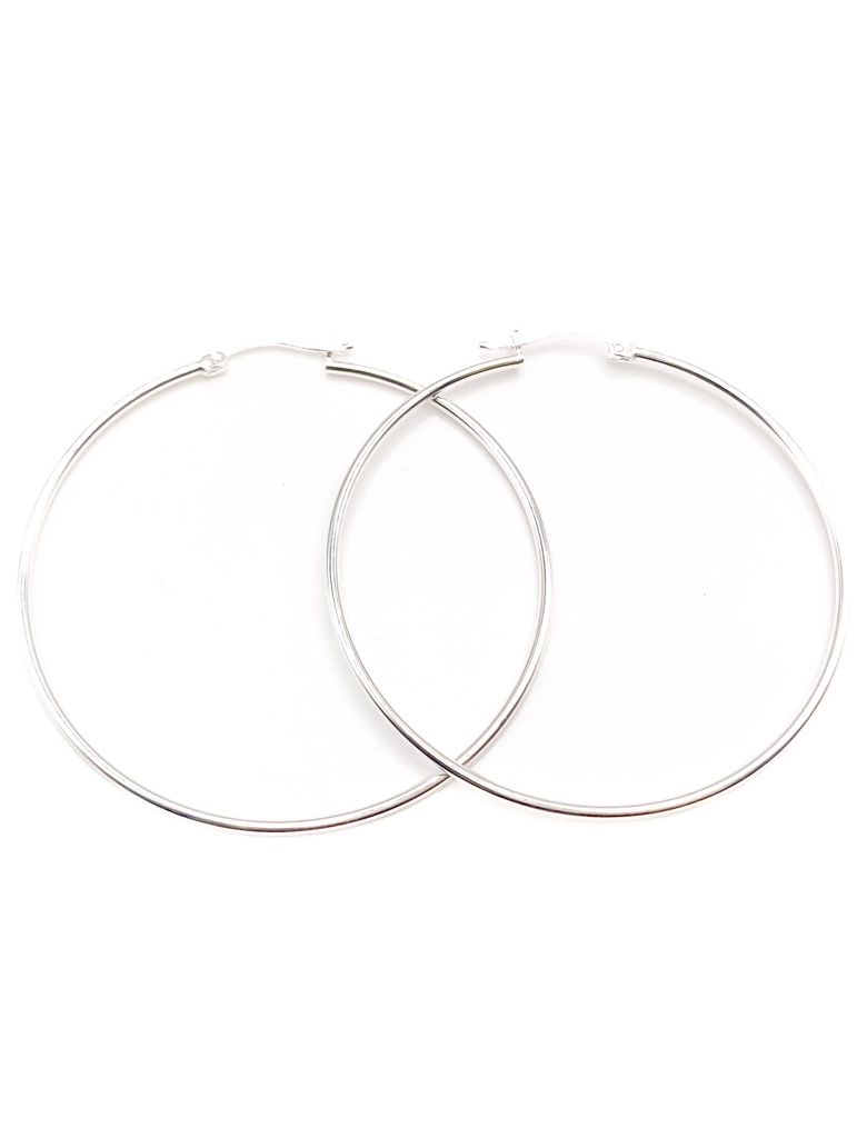 Aretes plata ula fina grande 5 cm diametro