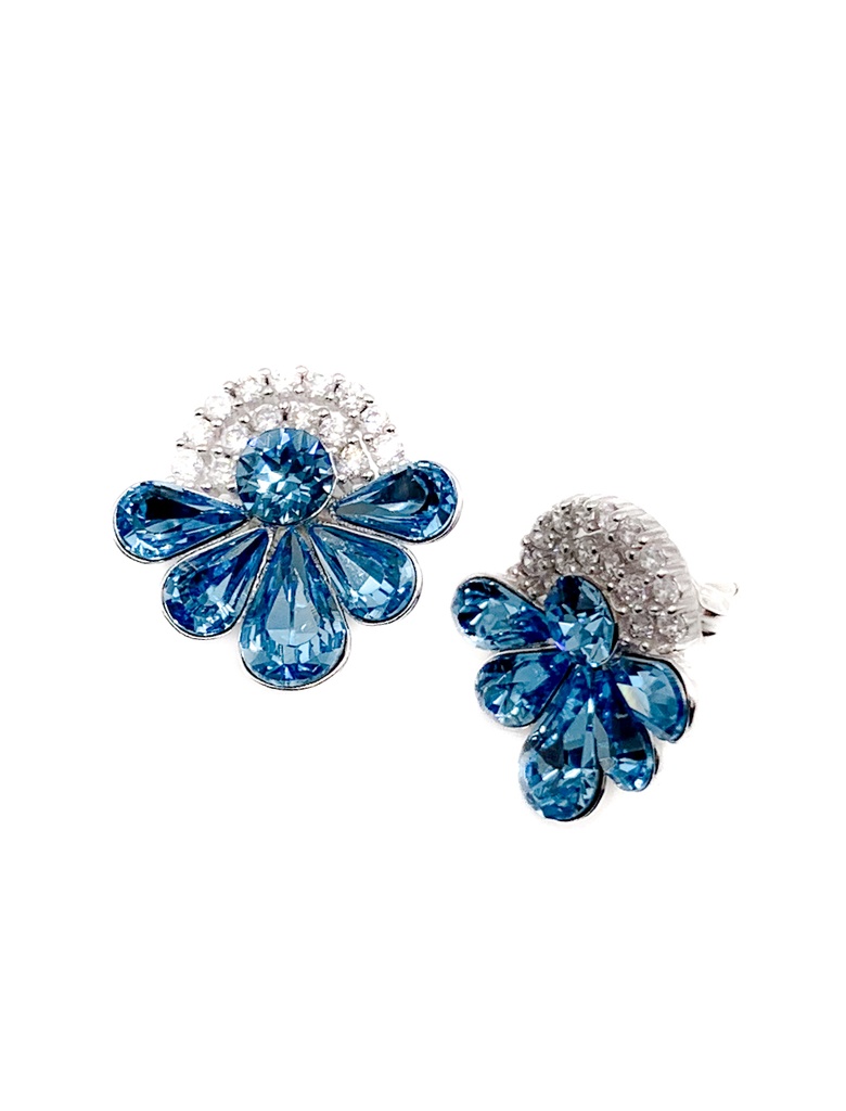 Aretes plata media flor celeste