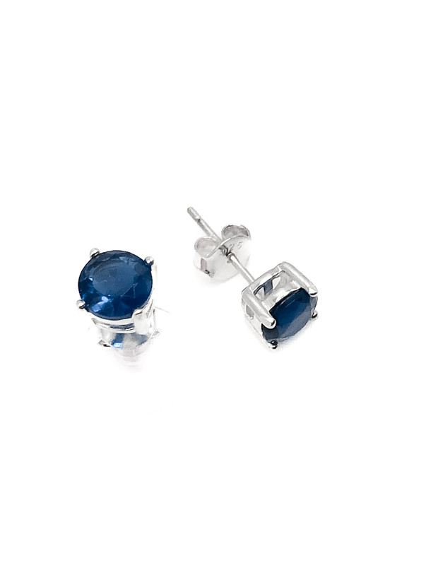 Aretes plata punto de luz azul 6mm