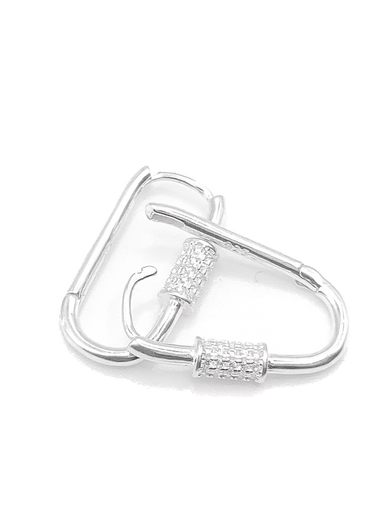 Aretes plata tipo pasador con detalle de piedras blancas