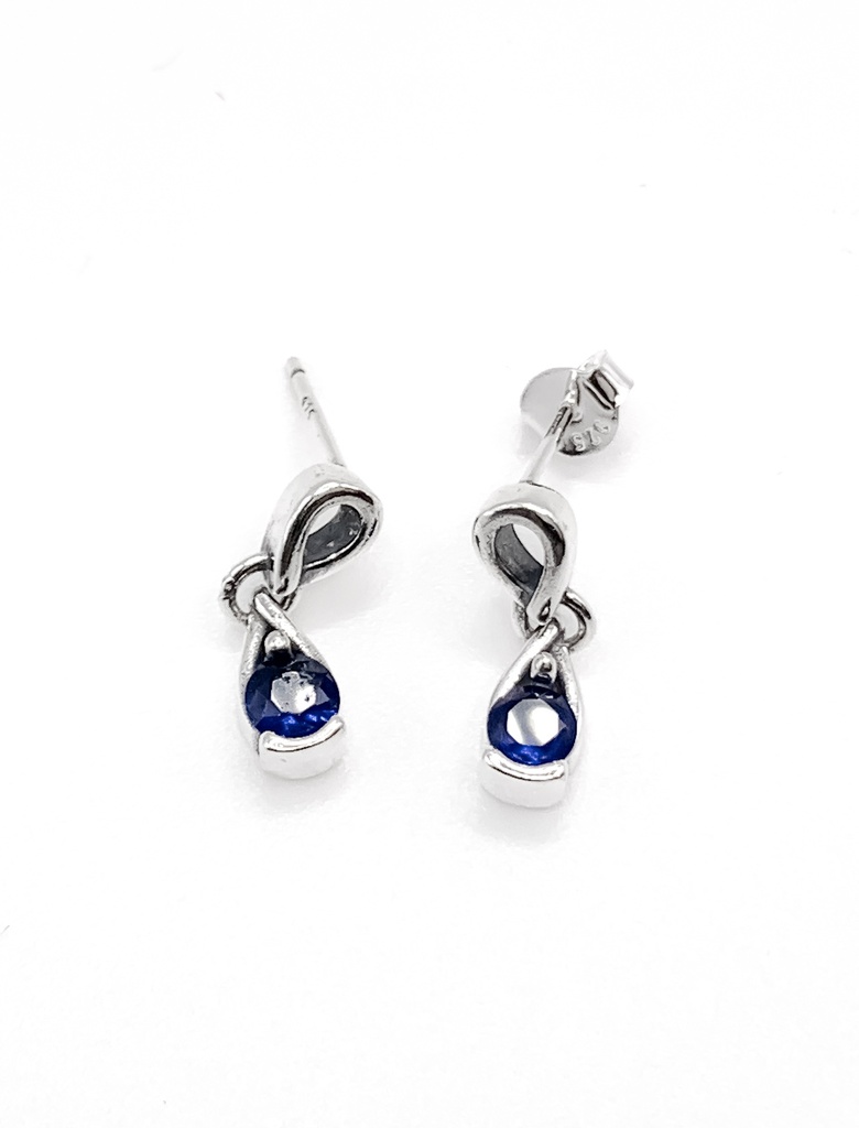 Aretes plata colgante de piedra azul