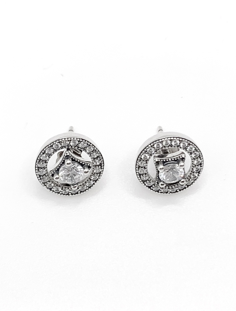 Aretes plata circular con circones y centro removible