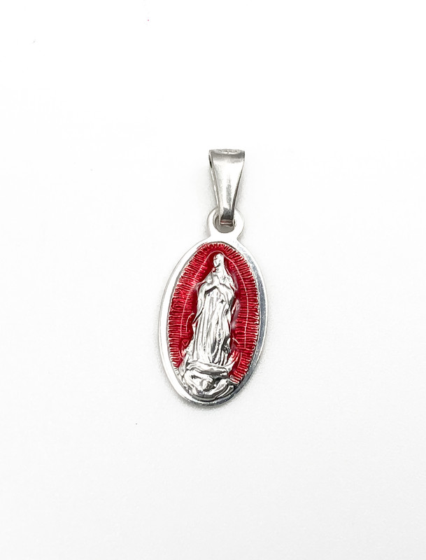 Dijes plata virgen guadalupe roja