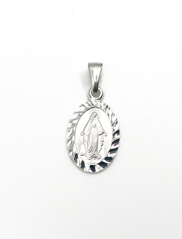 Dijes plata virgen inmaculada con borde diamantado