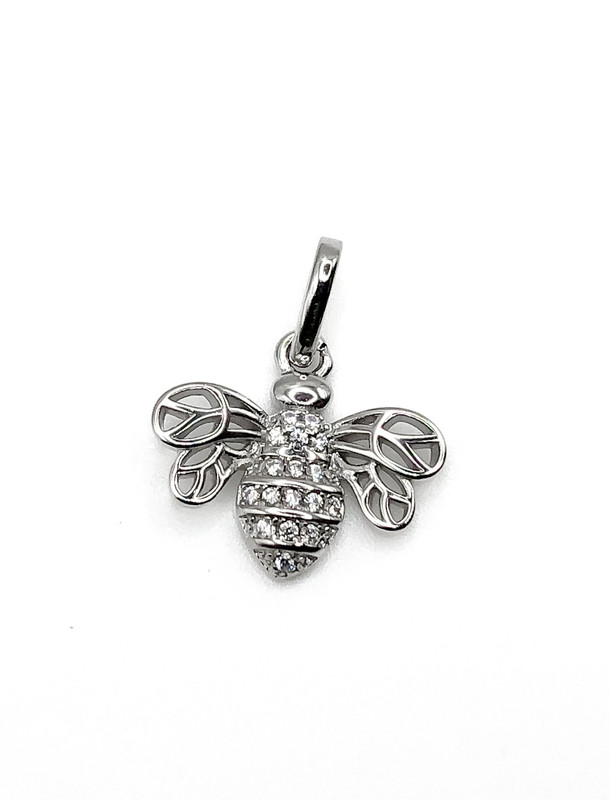 Dijes plata abeja con circones