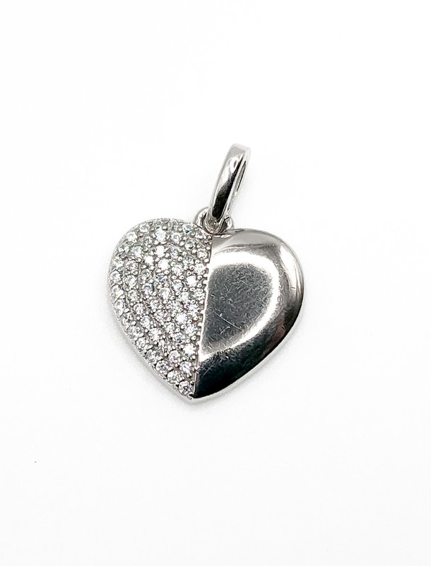 Dijes plata corazon mediano con enjoye y liso