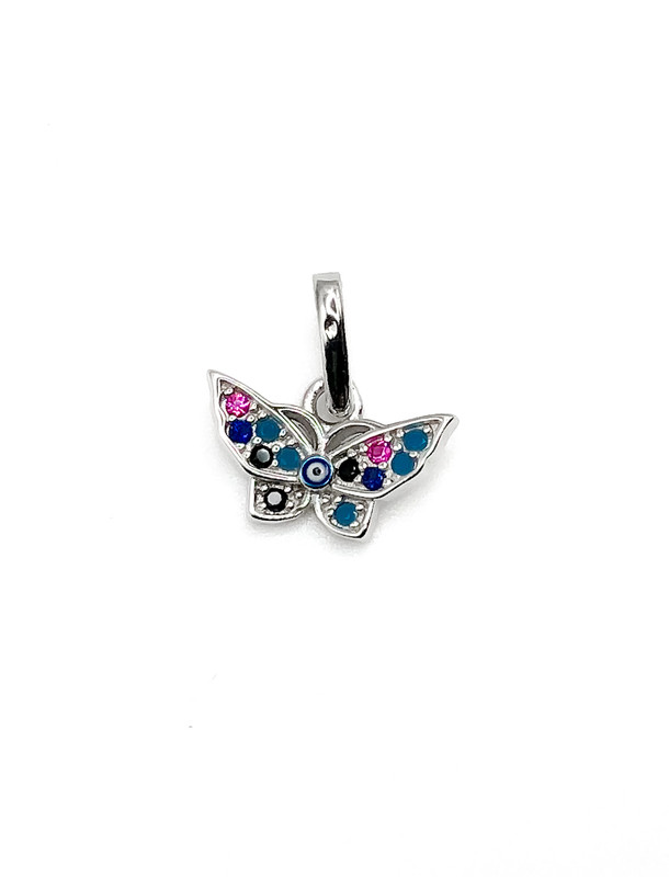 Dijes plata mariposa con circones colores ala