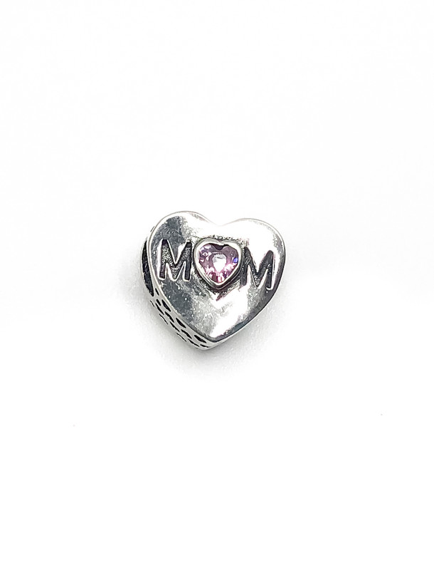 Dijes plata corazon mama rosado