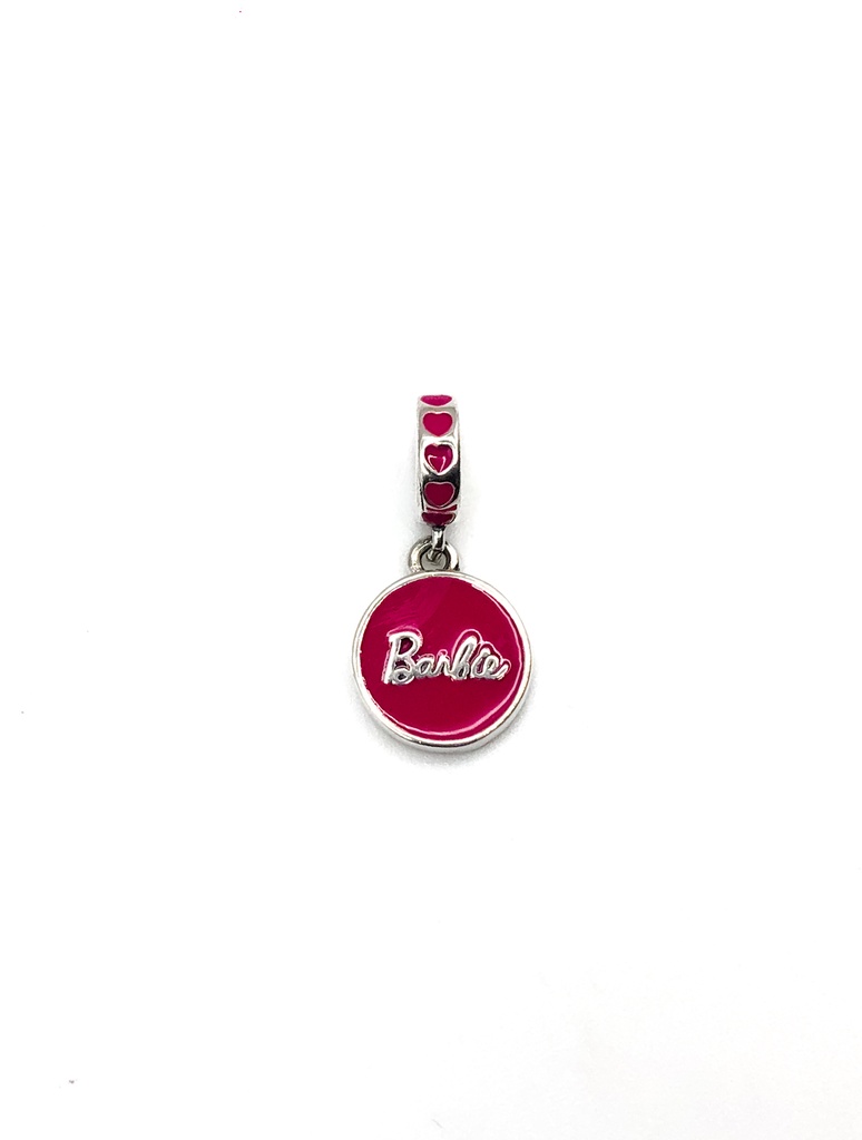 Dijes plata circulo fucsia barbie