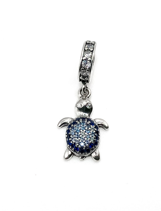 Dijes plata tortuga azul